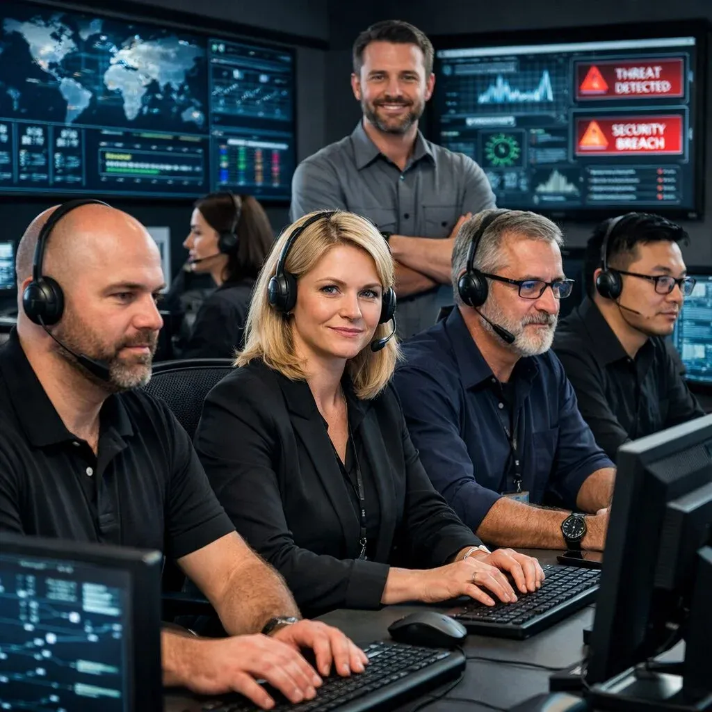 Proactive Risk team members working in a security operations center